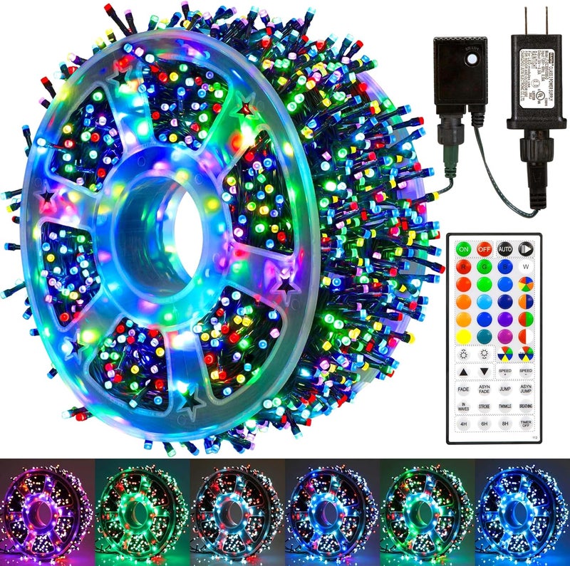 weillsnow 164 FT 500 LED Christmas String Lights, Waterproof RGB String Lights with Remote Control& Timer Function, 24 Colors Changing Fairy Lights for Indoor Outdoor Room Wall Christmas Tree Party Decoration - Image 1